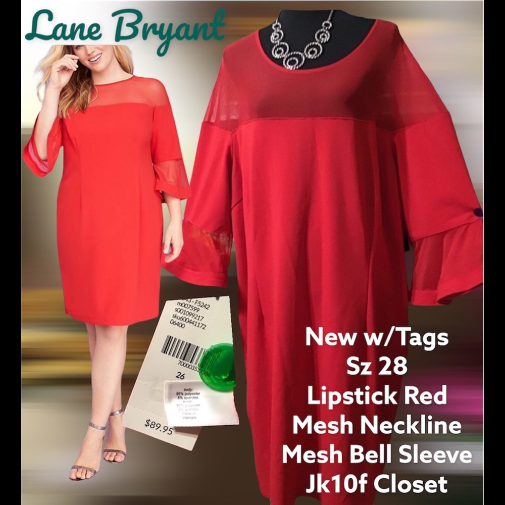 LOWEST🌺 NWT LANE BRYANT SZ28  LIPSTICK RED COCKTAIL DRESS